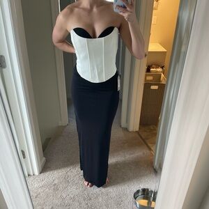 Meshki Black & White Strapless Corset Top